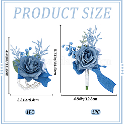 2Pcs 2 Style Silk Cloth & Plastic Imitation Flower Corsage Boutonniere & Wrist Corsage&nbsp;JEWB-CP0001-27A