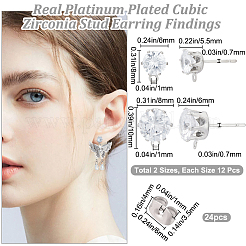 12 Pair 6 Style Diamond Shape Brass Stud Earring Findings&nbsp;KK-BBC0012-77