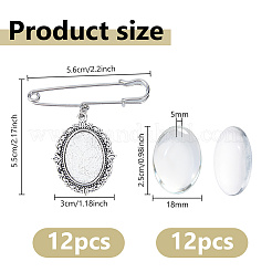 Alloy Oval Tray Brooch Base Settings&nbsp;JEWB-DC00007