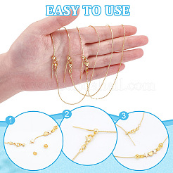 4Pcs 4 Styles Brass Chain Adjustable Slider Necklaces&nbsp;NJEW-NB0001-29