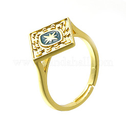Brass Enamel Adjustable Rings for Women&nbsp;RJEW-S399-15G