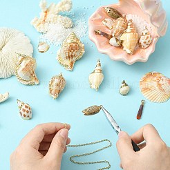 16pcs 8 Styles Electroplated Natural Mixed Shell Big Pendants&nbsp;SSHEL-CJ0001-21