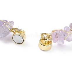 Natural Lavender Amethyst Chips Beaded Bracelet with Shell Pearl&nbsp;BJEW-TA00078-02