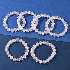 Natural Rose Quarts Round Beads Stretch Bracelets for Women&nbsp;BJEW-Q056-01B