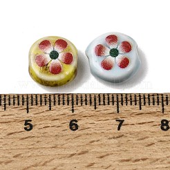 Flat Round Handmade Floral Porcelain Beads&nbsp;PR-CBA03B0-02