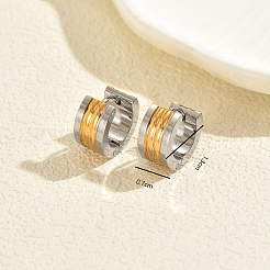 Two Tone Multi-Layer Line Stainless Steel Hoop Earrings&nbsp;FG1785