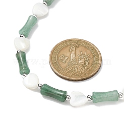 Natural Shell Heart & Green Aventurine Bamboo Beaded Necklace&nbsp;NJEW-TA00123