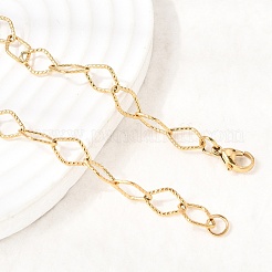 304 Stainless Steel Texture Rhombus Link Chain Necklaces&nbsp;NJEW-K305-04G
