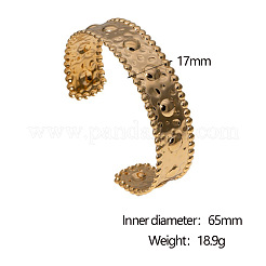 304 Stainless Steel Beaded Edged Textured Open Cuff Bangles for Women&nbsp;WG8389F-02