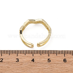 Brass Micro Pave Clear Cubic Zirconia Cuff Finger Rings for Women&nbsp;RJEW-G337-25G