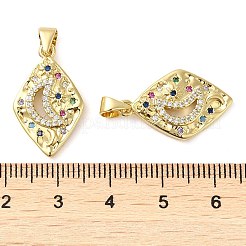 Rack Plating Brass Micro Pave Clear Cubic Zirconia Pendants&nbsp;KK-M260-04G