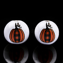 Halloween Theme Printed Natural Wood Beads&nbsp;WOOD-TAC0021-22A