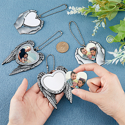 4 Sets 2 Style Zinc Alloy Heat Transfer Sublimation Blank Pendant Decorations&nbsp;AJEW-FH0003-32