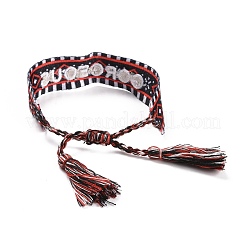 Word Gorgeous Polycotton(Polyester Cotton) Braided Bracelet with Tassel Charm&nbsp;LS-BJEW-F429-03