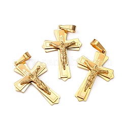 Golden 304 Stainless Steel Crucifix Cross Big Pendants for Easter&nbsp;STAS-V0493-79B