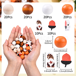 Thanksgiving Day 100Pcs 6 Styles Printed Wood Beads&nbsp;WOOD-YW0001-66