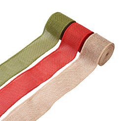 3 Rolls 3 Colors Polyester Imitation Linen Wrapping Ribbon&nbsp;OCOR-YS0001-02A