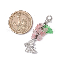 Butterfly Alloy Rhinestone & Flower Acrylic Pendant Decorations&nbsp;HJEW-JM03145
