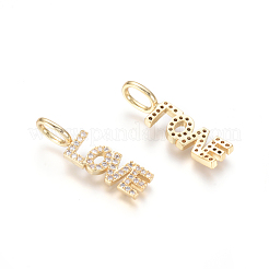 Brass Micro Pave Clear Cubic Zirconia Pendants&nbsp;ZIRC-L085-41G
