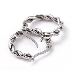 Non-Tarnish 304 Stainless Steel Twist Rope Hoop Earrings for Women Hand Polished&nbsp;EJEW-G298-07A-P