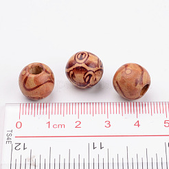 Round Printed Wood Beads&nbsp;X-WOOD-R243-13mm-M2