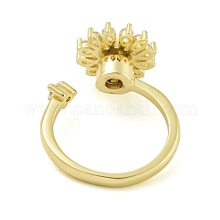 Sunflower with Smiling Face Enamel Rotatable Cuff Rings for Women&nbsp;RJEW-M016-07G