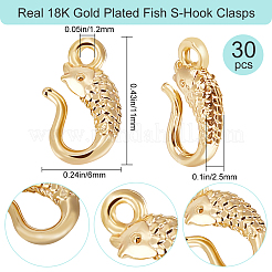 30Pcs Brass S-Hook Clasps&nbsp;KK-BBC0009-34