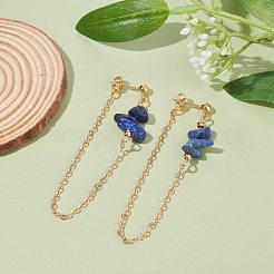 Natural Lapis Lazuli Chip Beads Dangle Stud Earrings for Women&nbsp;X1-EJEW-TA00028-05