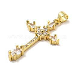 Rack Plating Brass Micro Pave Cubic Zirconia Pendants&nbsp;KK-F869-15G