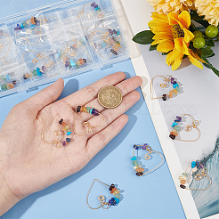 20Pcs Chakra Gemstone Chip Copper Wire Wrapped Pendants&nbsp;G-HY0001-44