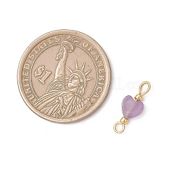 Natural Mixed Gemstone Heart Links Connector Charms&nbsp;PALLOY-JF05035