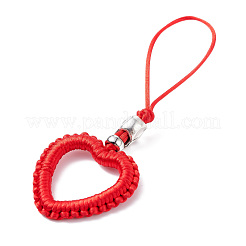 Heart Braided Nylon Cord Mobile Accessories&nbsp;HJEW-JM00607-04