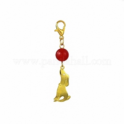 6Pcs Brass Puppy Pendant Decorations&nbsp;HJEW-JM04364