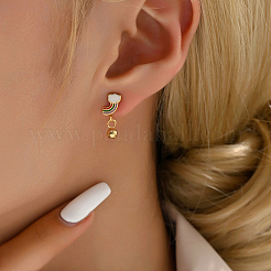 Fashionable Classic Versatile Rainbow with Round 201 Stainless Steel Stud Earrings&nbsp;NE2607