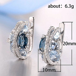 Platinum Teardrop Brass Micro Pave Cubic Zirconia Hoop Earrings&nbsp;FS-WG54F4B-01
