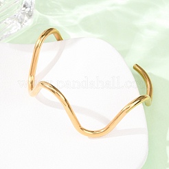 304 Stainless Steel Cuff Bangles for Women&nbsp;BJEW-Z165-03G