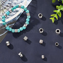 40Pcs 5 Styles 201 & 304 Stainless Steel European Beads&nbsp;STAS-BBC0001-98