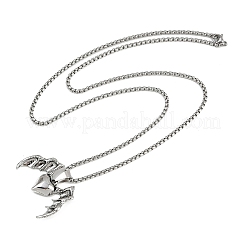 Halloween Alloy Heart with Bat Wings Pendant 201 Stainless Steel Box Chain Necklaces for Women Men&nbsp;NJEW-A056-01P