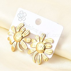 304 Stainless Steel Flower Stud Earrings&nbsp;EJEW-P312-03A-G