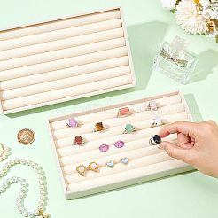 7-Slot Rectangle Velvet Wedding Ring Storage Display Trays&nbsp;AJEW-WH0471-129B