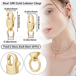 20Pcs 2 Styles Rack Plating Brass Lobster Claw Clasps with Jump Rings&nbsp;KK-BBC0009-95