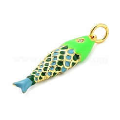 Brass Micro Pave Cubic Zirconia Pendants with Enamel&nbsp;KK-H527-04G-02