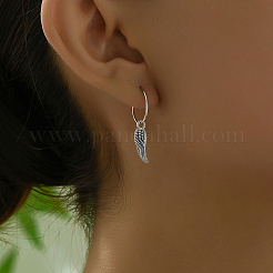 Vintage Brass Feather Hoop Earrings&nbsp;KF3799