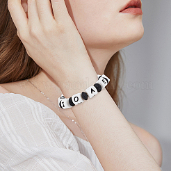 50Pcs 5 Styles Cube with Letter Silicone Beads&nbsp;SIL-PA0001-25