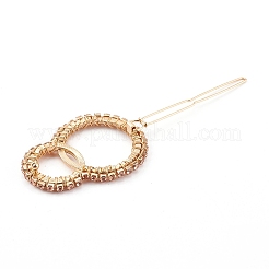Alloy Hollow Geometric Gemstone Beads Hair Barrettes&nbsp;PHAR-JH00075-03