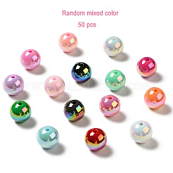 50Pcs UV Plating Rainbow Iridescent Acrylic Beads&nbsp;PACR-FP0001-05