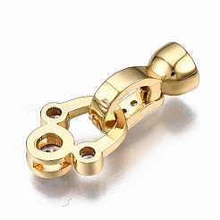 Brass Micro Pave Clear Cubic Zirconia Fold Over Clasps&nbsp;KK-T063-61G-NF