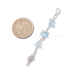 Natural Rose Quartz & Aquamarine & Amethyst & Tiger Eye & Synthetic Turquoise Chips Pendant Decorations&nbsp;HJEW-JM04129