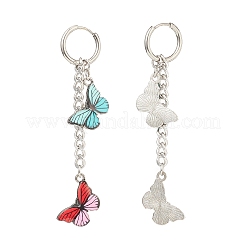 Alloy Enamel Butterfly Dangle Hoop Earrings&nbsp;EJEW-JE05057