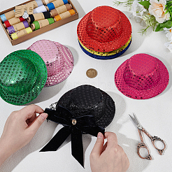 7Pcs 7 Colors Polyester Round Fascinator Hat for Dolls&nbsp;DIY-BC0015-81